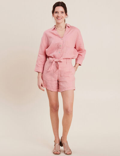 Chemise manches 3/4 vieux rose femme