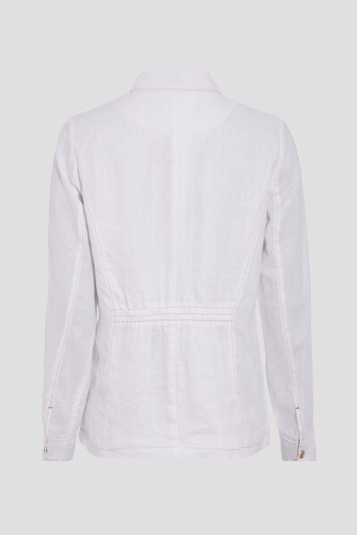 Veste droite boutonnée ecru femme