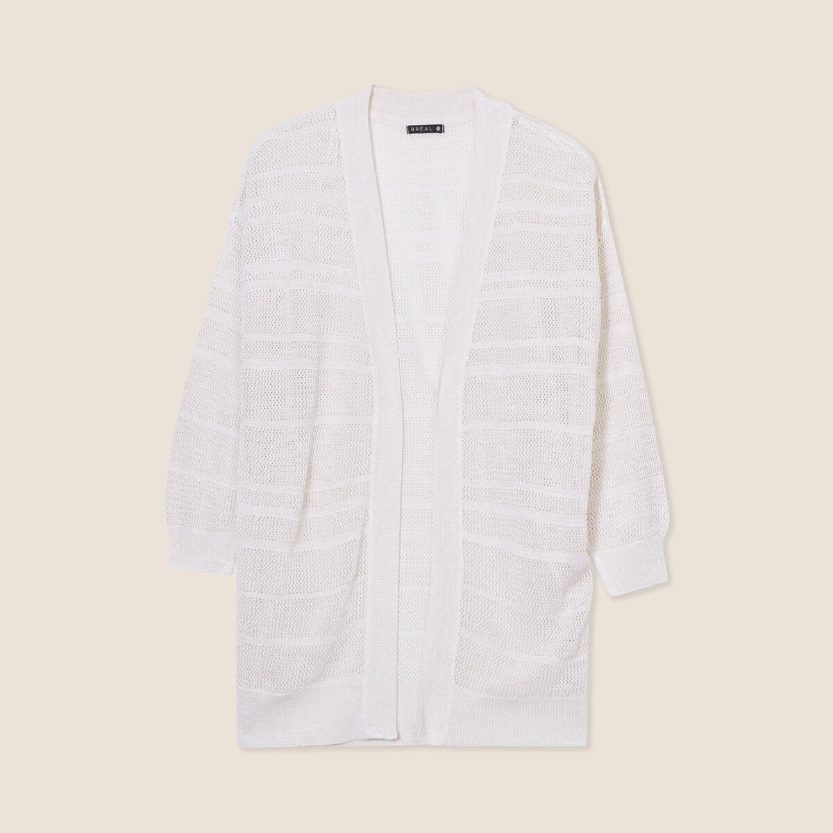 Gilet ajouré manches 3/4 ecru femme