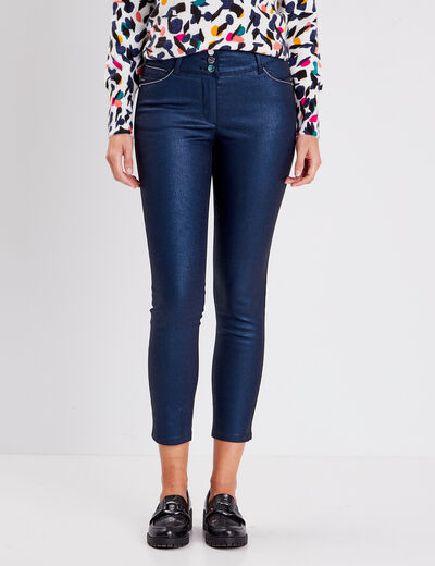 Pantalon ajusté aspect irisé bleu foncé femme