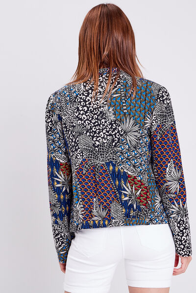 Veste droite avec col châle noir femme