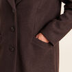 Manteau ajust&eacute; capuche amovible marron fonc&eacute; femme