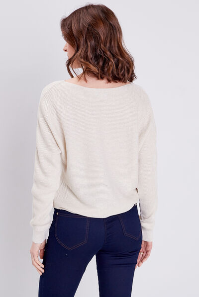 Pull manches longues beige femme