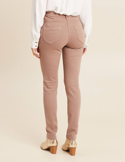 Jean magique ajusté taille standard taupe femme
