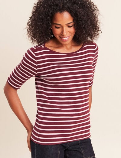 T-shirt col bateau rose femme