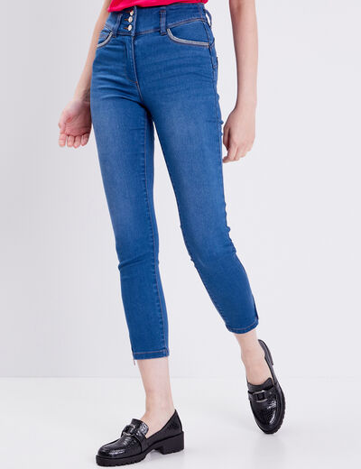 Jean ajusté 7/8ème denim double stone femme