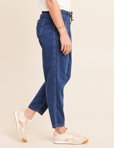 Jean droit r&eacute;versible bleu femme