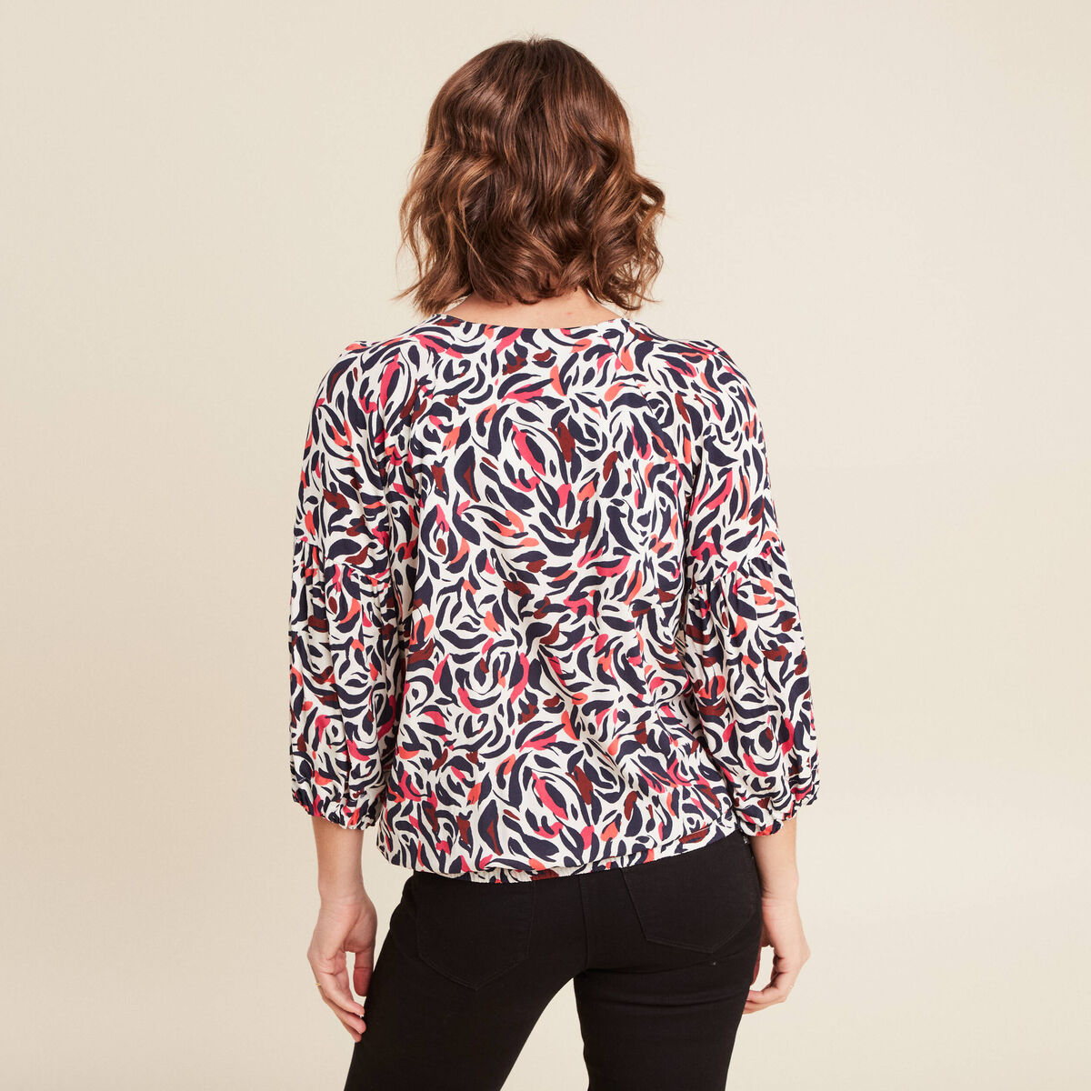 Blouse manches 3/4 rose femme