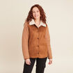Blouson suédine boutonné camel femme