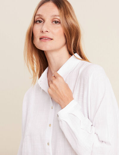 Blouse manches longues ecru femme