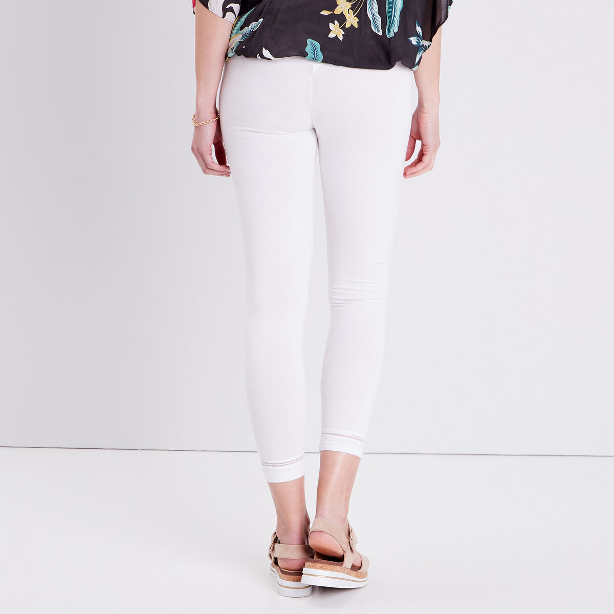 Legging taille haute blanc femme