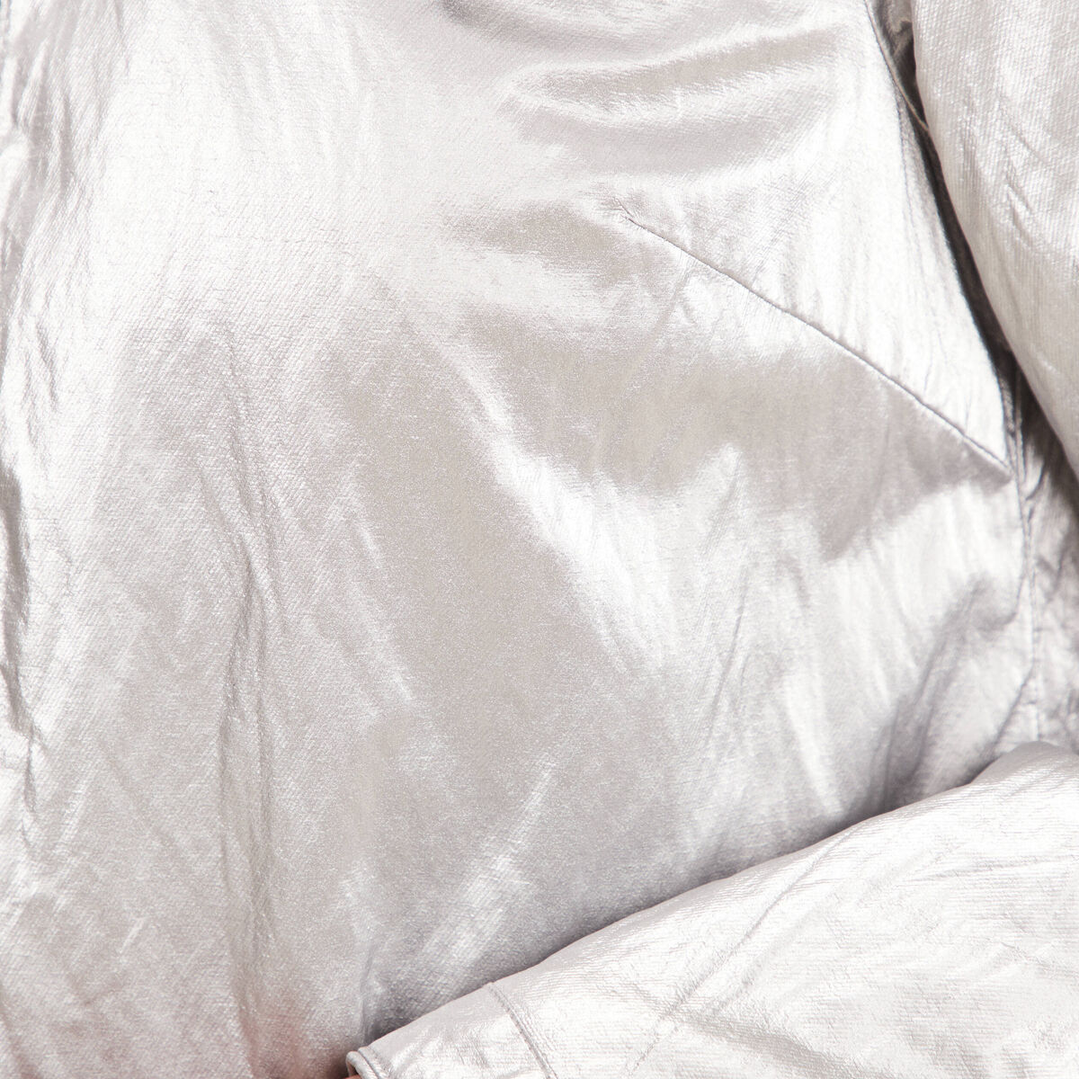 Parka métallisée à capuche gris argent femme