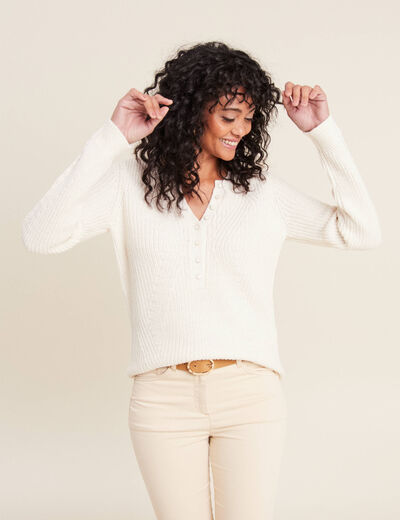 Pull manches longues ecru femme