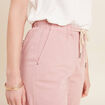 Pantacourt large taille haute rose pastel femme
