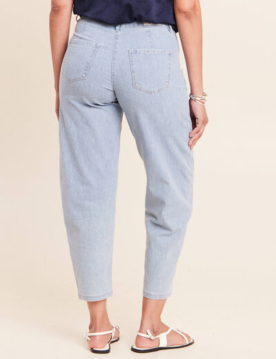 Jean coupe barrel 7/8&egrave;me denim bleach femme