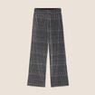 Pantalon large long taille haute gris argent femme