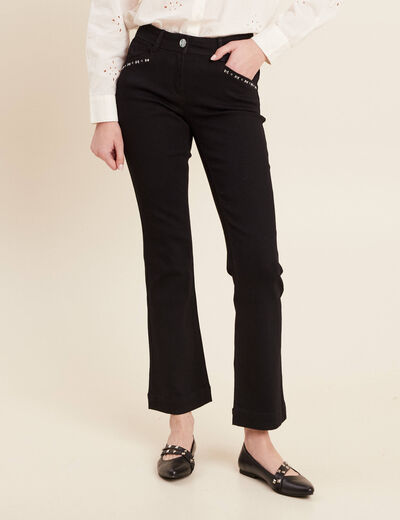 Jean bootcut taille basculée denim noir femme