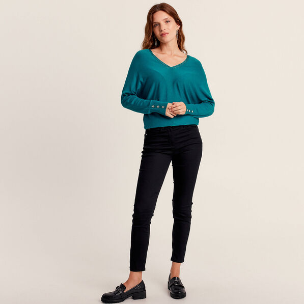 Pantalon léger taille standard 7/8ème noir femme