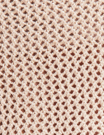 Pull manches courtes ajouré couleur or femme