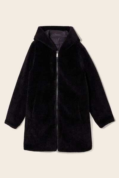 Doudoune réversible à capuche noir femme