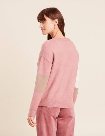 Pull col rond manches longues &agrave; sequins taupe femme