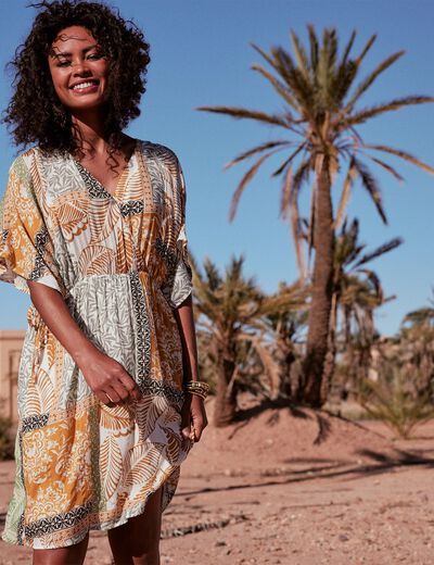 Robe imprimée jaune femme