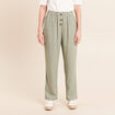 Pantalon large taille haute vert clair femme