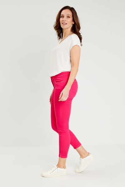 Pantalon ajusté rose framboise femme