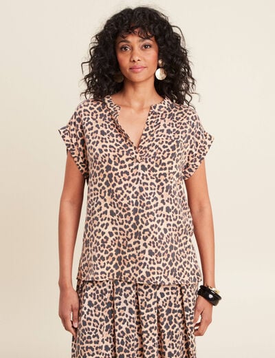 Blouse manches courtes sable femme