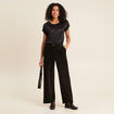 Pantalon large velours vert foncé femme