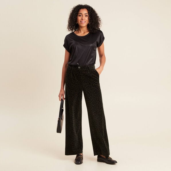 pantalon large velours vert fonce femme Pantalon large velours vert foncé femme