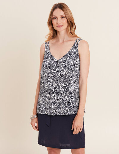 Blouse bretelles fines bleu femme