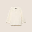 Pull col tunisien manches 3/4 ecru femme
