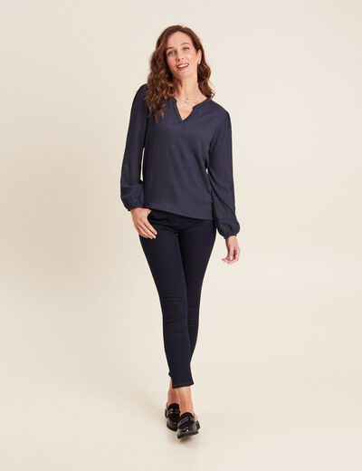 Blouse manches longues bleu foncé femme
