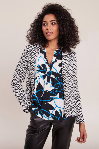 Veste cintrée à col châle noir femme