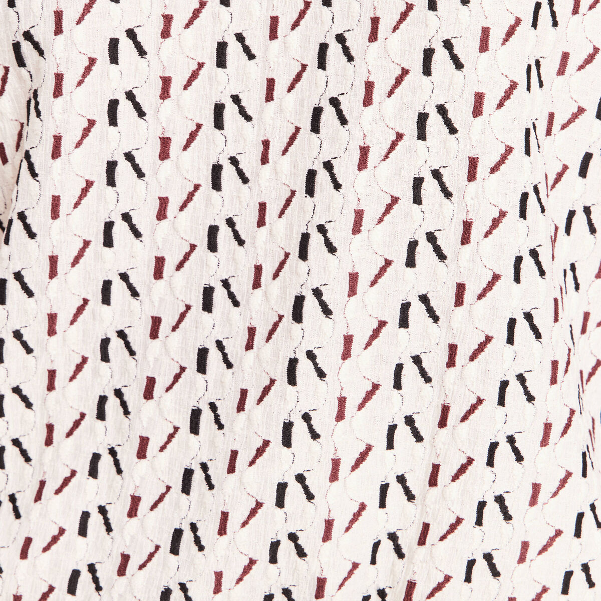 T-shirt effet boule col v manches coudes blanc femme