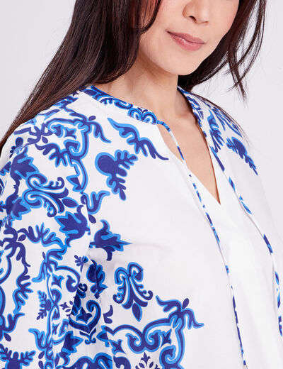 Blouse manches longues bleu femme