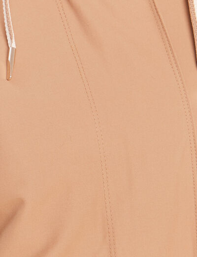 Parka &agrave; capuche taille ajustable taupe femme