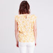 T-shirt manches courtes ajour&eacute; jaune moutarde femme