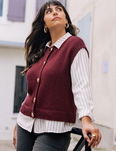 Gilet sans manches bordeaux femme