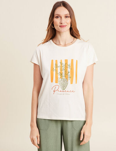 T-shirt manches courtes ecru femme