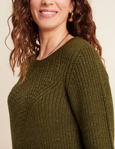 Pull manches longues vert foncé femme