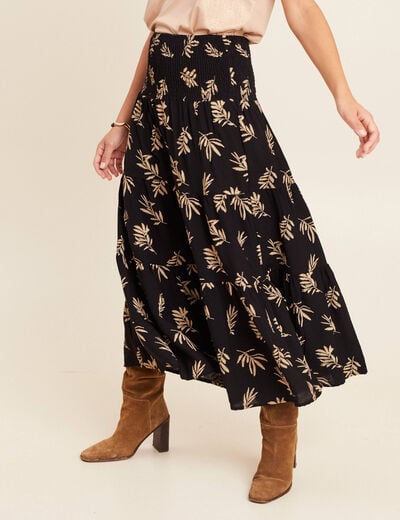 Jupe avec broderie noir femme