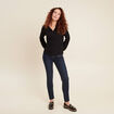 Jean ajusté taille basculée denim brut femme