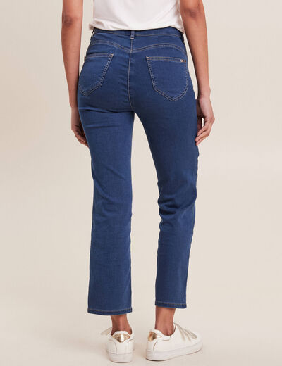 Jean droit taille haute 7/8ème denim double stone femme