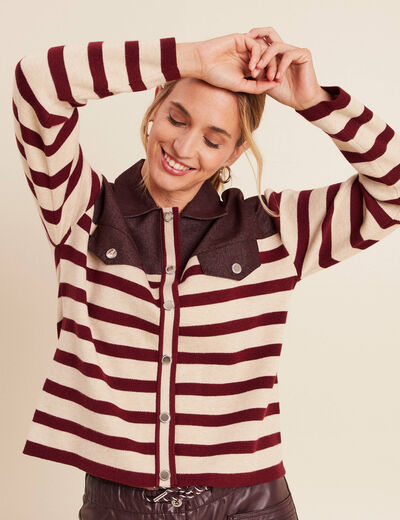 Gilet manches longues bordeaux femme