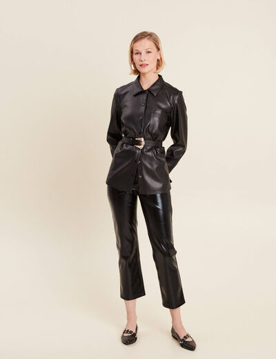 Chemise simili cuir noir femme