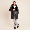 Manteau fausse fourrure capuche amovible noir femme
