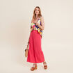 Pantalon large avec boucles rose framboise femme