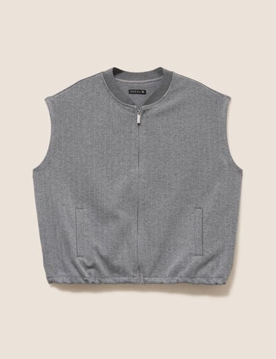 Bomber sans manches bas resserr&eacute; gris femme